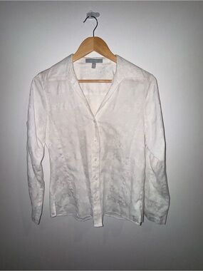 Foxcroft Flower White Button-Up Blouse